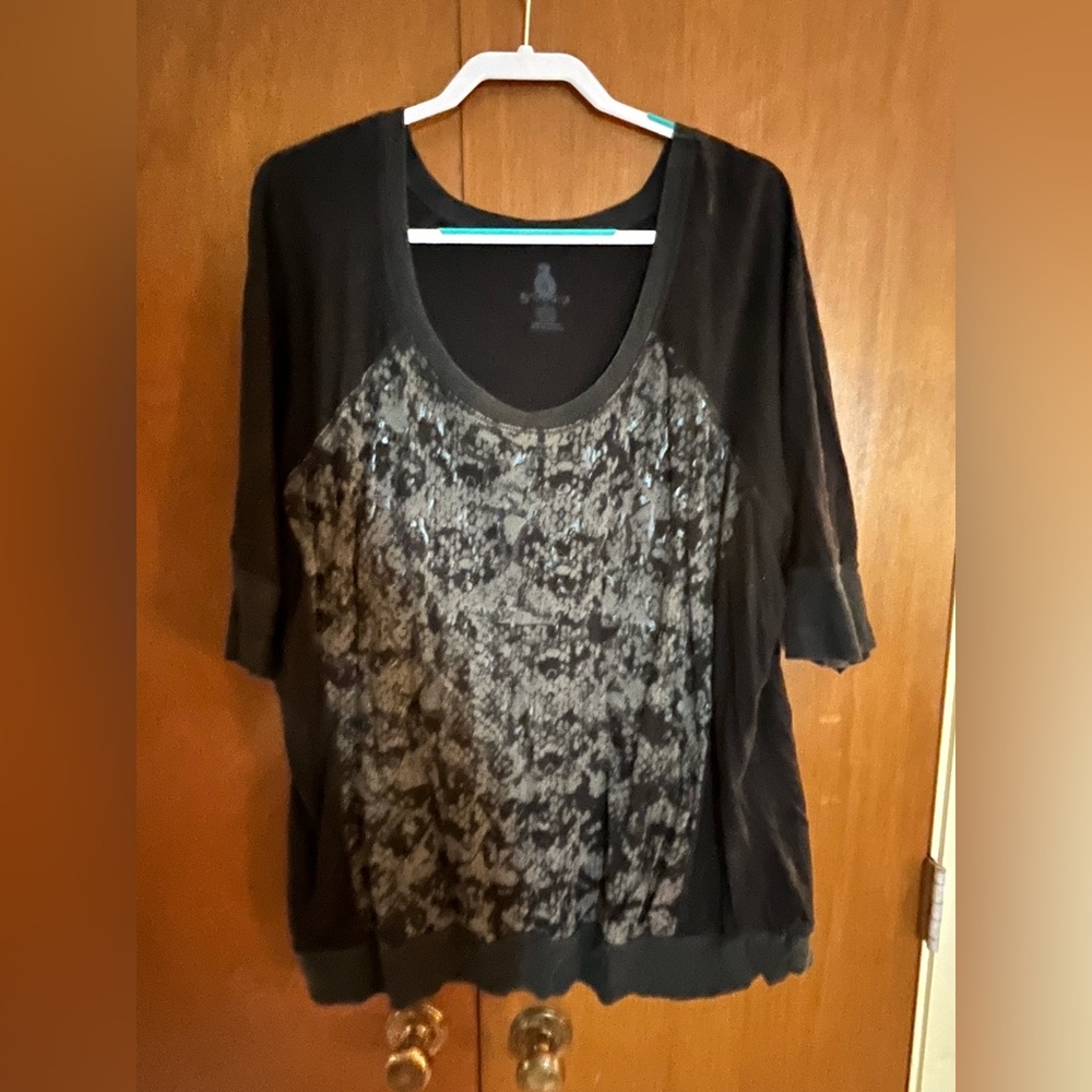 Black & Grey Snack Print Raglan Tee Shirt